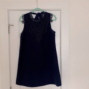 Blue dress with lace and back bow. Francesca’s size Medium. Worn once